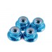 WHEEL NUTS M4 ALUMINUM FLANGED - BLUE or BLACK- 4 PCS